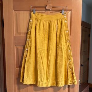 Madewell Marigold Yellow Cotton Skirt with Buttons